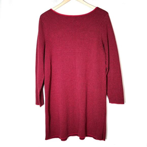J. Jill red and black houndstooth long sleeve knit sweater dress medium M B48 - Picture 5 of 5